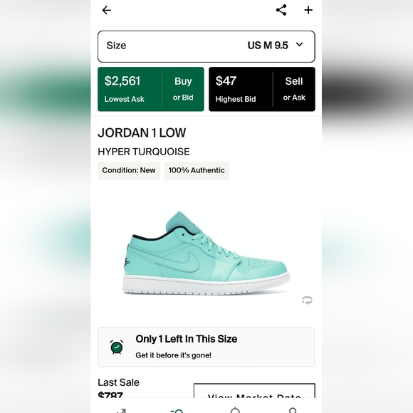 Jordan 1 Retro Low Hyper Turquoise Authentic Collectible - Picture 10 of 10